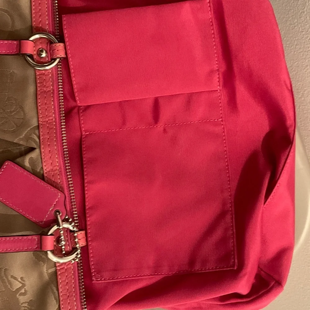 Coach Carriage Tan Tote with Pink Accents - Picture 4 of 10